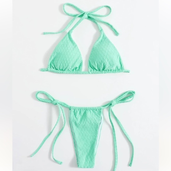SHEIN Other - SHEIN Mint Green Textured Bikini Set